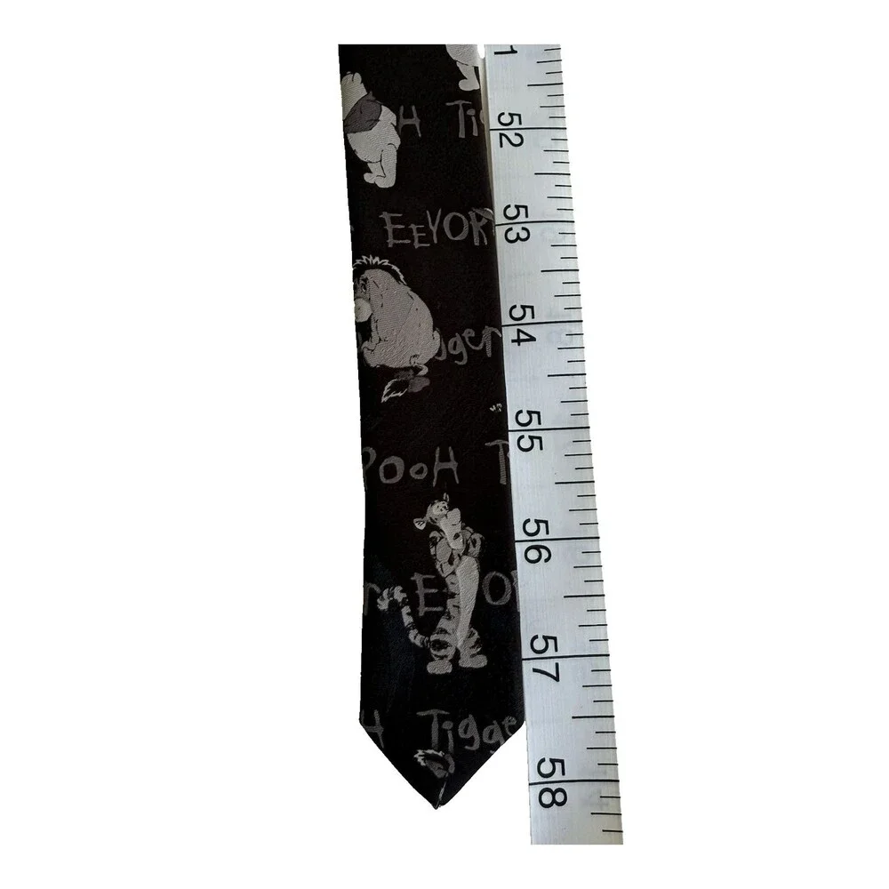 DISNEY WINNIE THE POOH NECK TIE TIGGER EEYORE BLACK GRAY 4x58